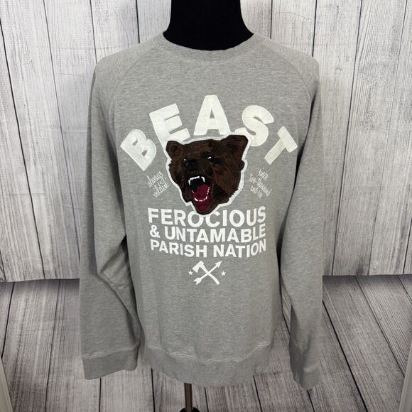 Parish Nation Men's 5XL Gray Beast Embroidered Grizzly Bear Pullover Sweatshirt - Picture 1 of 6